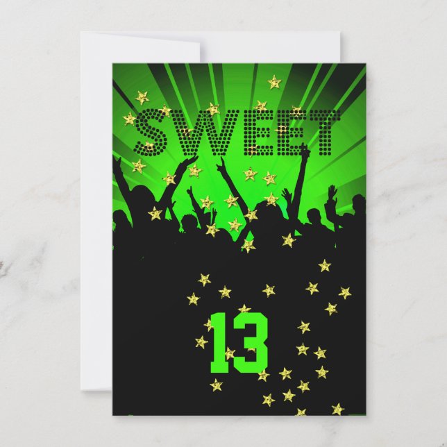 13th Sweet 13 Birthday Party Tickets Lime Invitation (Front)