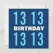 13th Teen Birthday Modern Navy Red White Blue B02 Invitation (Back)