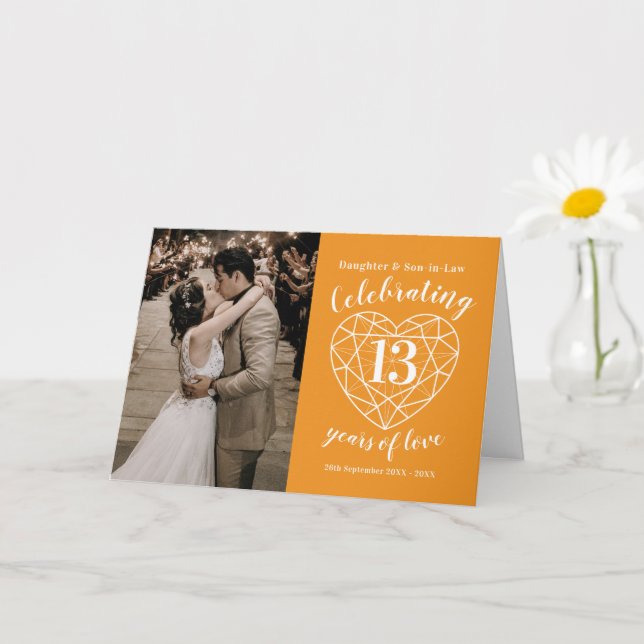 13th Wedding Anniversary citrine heart Card (Small Plant)