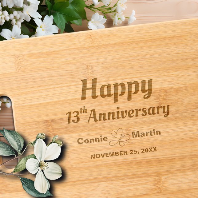 13th Wedding Anniversary Elegant Engraved Cutting Board (Creator Uploaded)