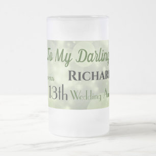 13th Wedding Anniversary Husband Frosted Glass Beer Mug