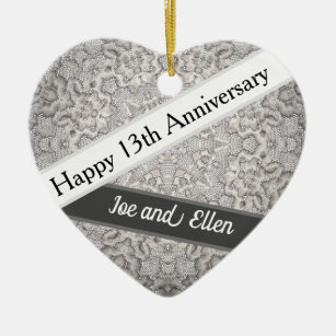13th Wedding Anniversary, Lace Anniversary Ceramic Ornament