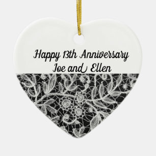 13th Wedding Anniversary, Lace Anniversary Ceramic Ornament