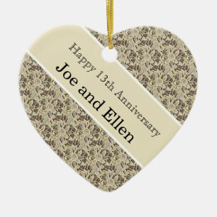 13th Wedding Anniversary, Lace Anniversary Ceramic Ornament