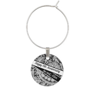 13th Wedding Anniversary, Lace Anniversary Wine Charm