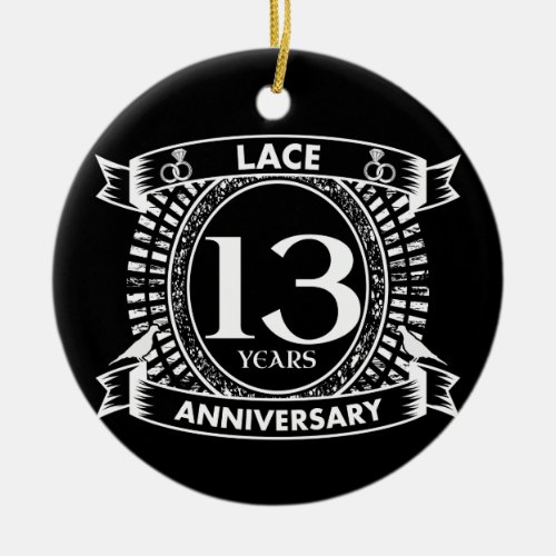 13TH wedding anniversary lace Ceramic Ornament