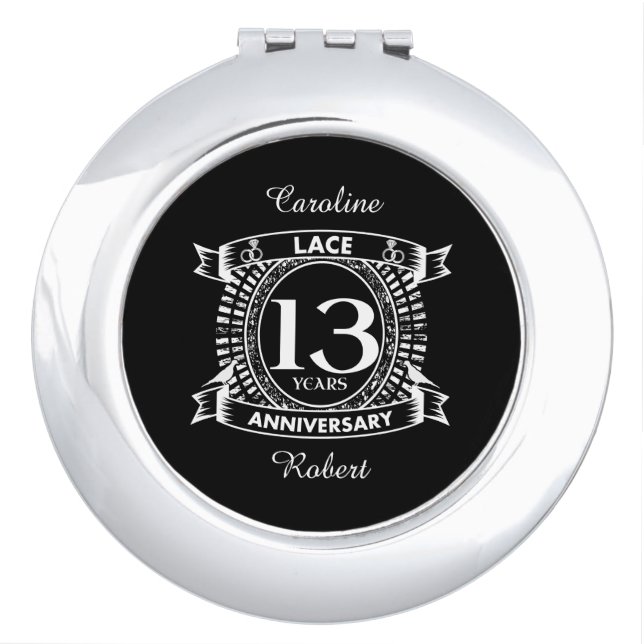 13TH wedding anniversary lace Compact Mirror (Front)