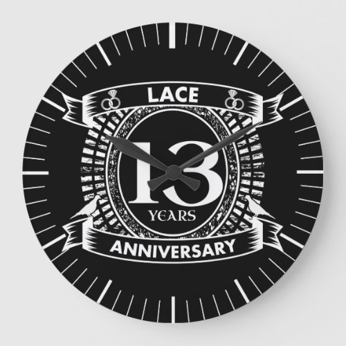 13TH wedding anniversary lace Large Clock