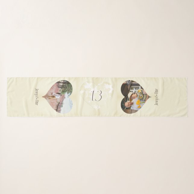 13th Wedding Anniversary Lace-like Heart  Scarf (Front (Horizontal))