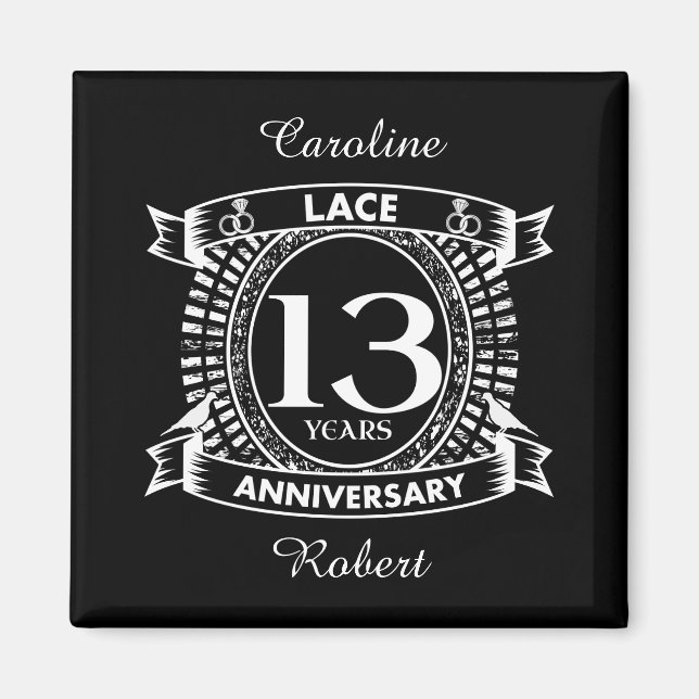 13TH wedding anniversary lace Magnet (Front)
