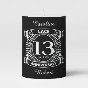 13TH wedding anniversary lace Pillar Candle