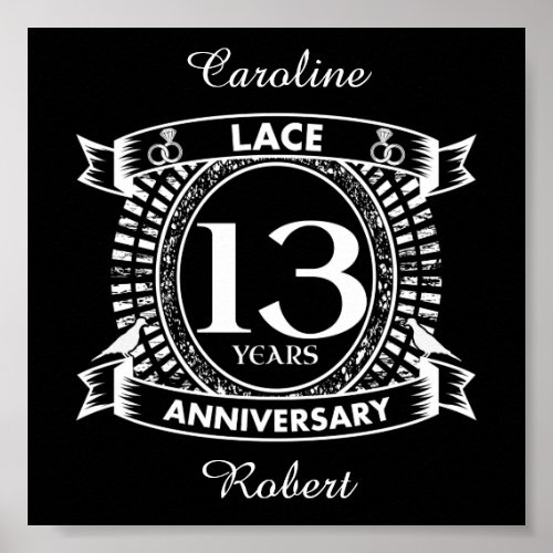 13TH wedding anniversary lace Poster