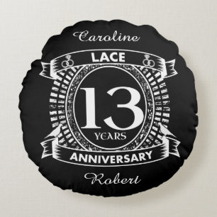 13TH wedding anniversary lace Round Pillow