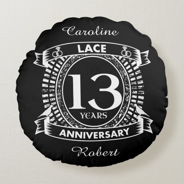 13TH wedding anniversary lace Round Pillow (Front)