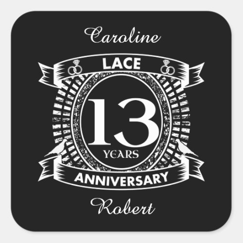 13TH wedding anniversary lace Square Sticker