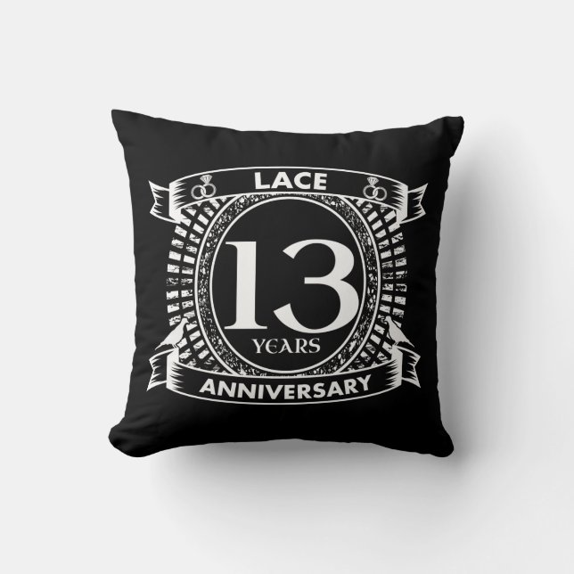 13TH wedding anniversary lace Throw Pillow (Front)