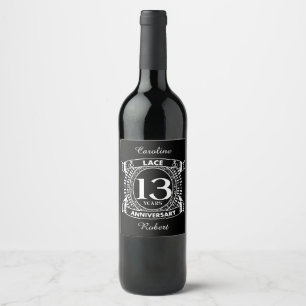 13TH wedding anniversary lace Wine Label