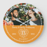 13th Wedding Anniversary Orange Citrine Heart Large Clock at Zazzle