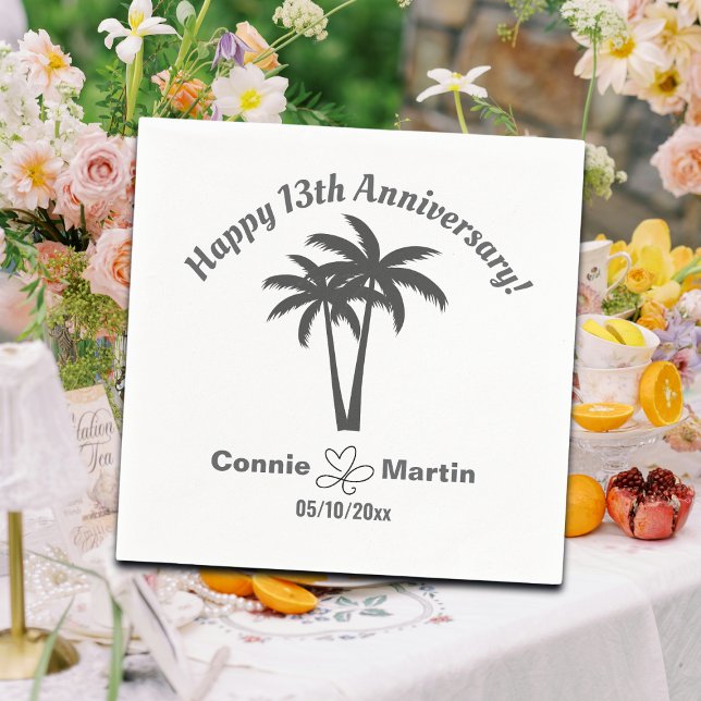 13th Wedding Anniversary Palm Trees Napkins (Creator Uploaded)