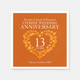 13th wedding anniversary party citrine orange  napkins