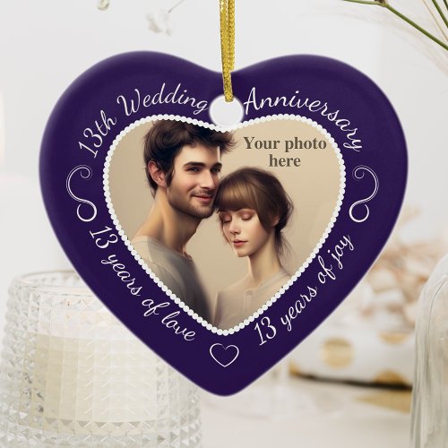 13th Wedding Anniversary Photo Ceramic Ornament