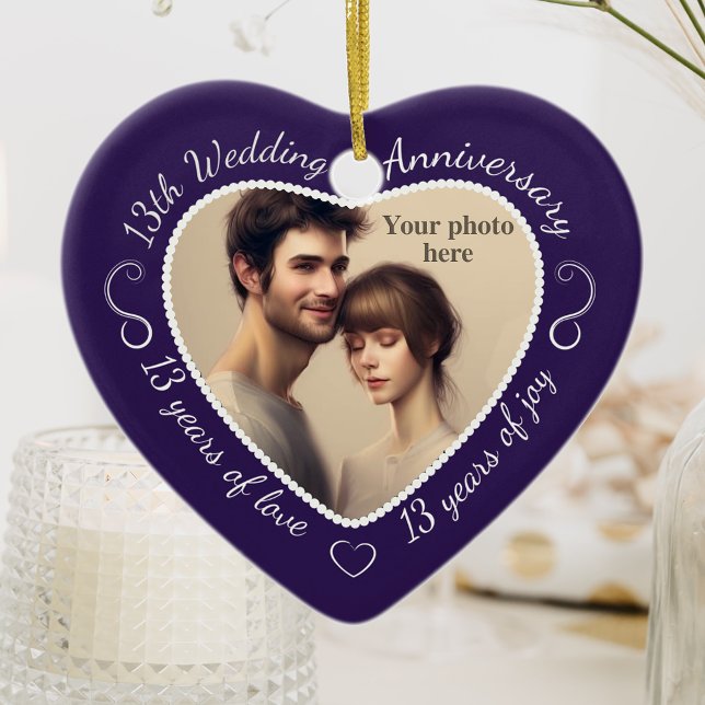 13th Wedding Anniversary Photo Ceramic Ornament (Creator Uploaded)