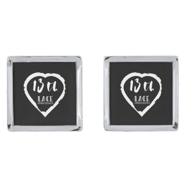 13th Wedding anniversary traditional lace Cufflinks (Front)