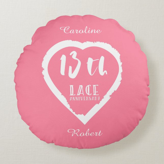 13th Wedding anniversary traditional lace Round Pillow (Front)