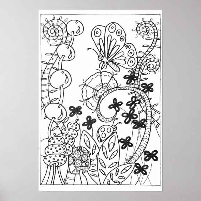 13x19 coloring poster butterfly (Front)