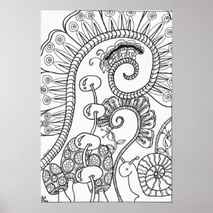 13x19 coloring poster caterpillar and snail