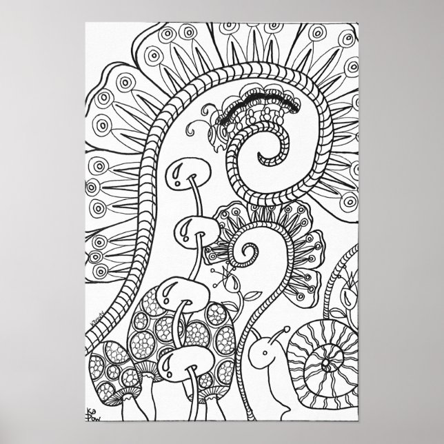 13x19 coloring poster caterpillar and snail (Front)