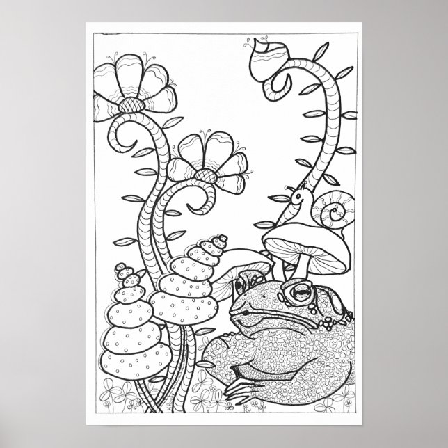 13x19 coloring poster with a frog (Front)