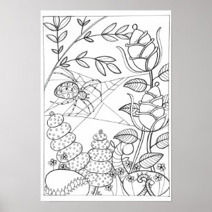 13x19 coloring poster with spider