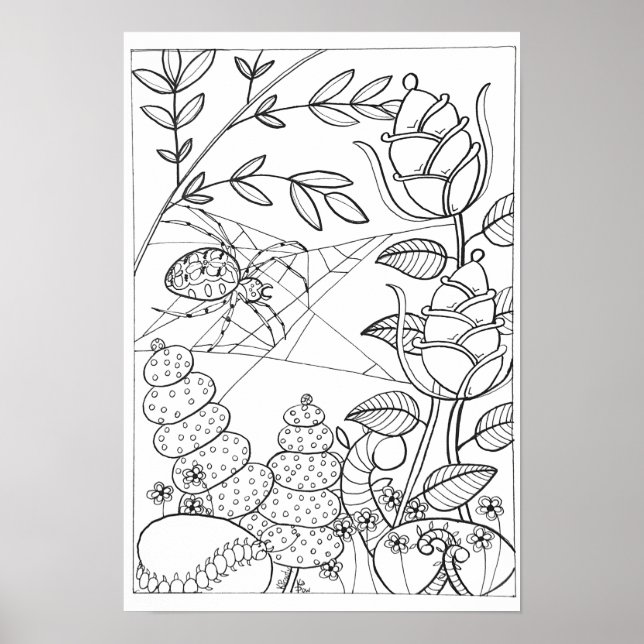 13x19 coloring poster with spider (Front)