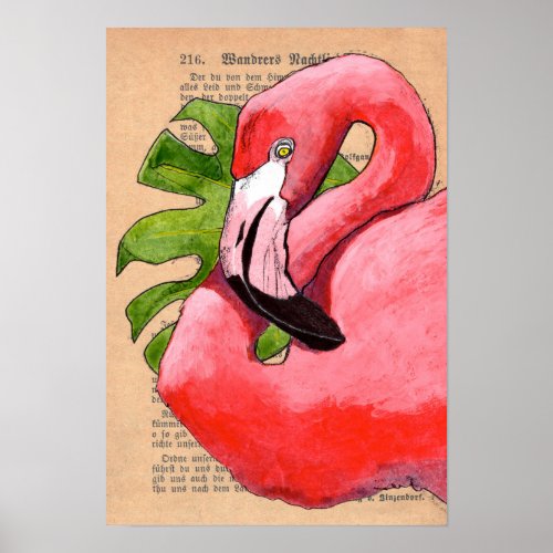 13x19 Pink Flamingo Wall Art