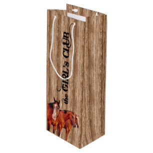 13x4-in Girls Club for Cowgirls Western Wine Gift Bag