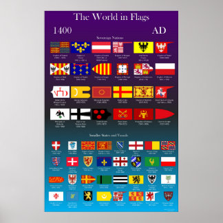 1400 AD Flags of the World Poster