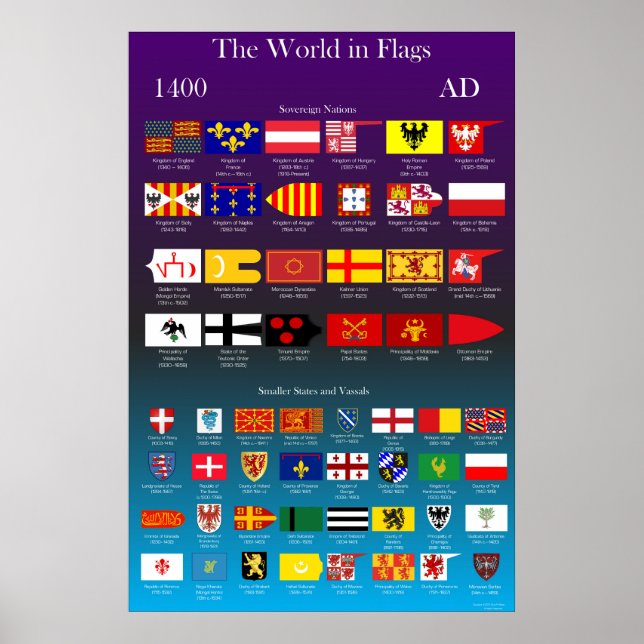 1400 AD Flags of the World Poster (Front)
