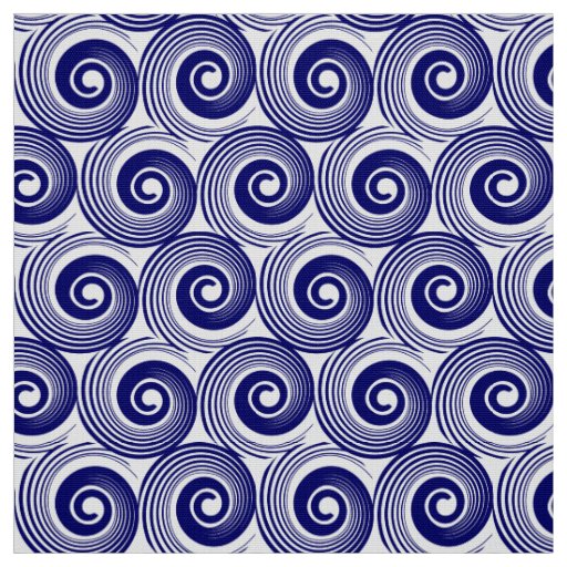 140216 Spirals - Deep Navy on White Fabric