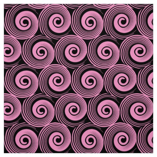 140216 Spirals - Pink on Black Fabric