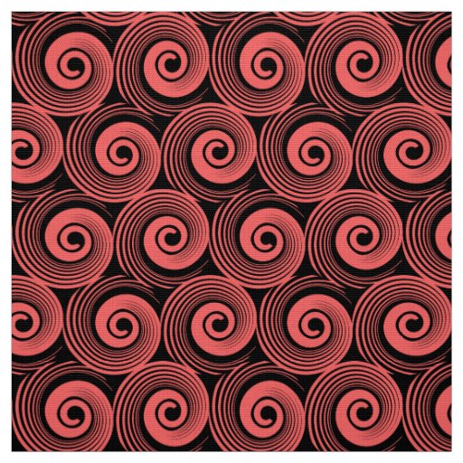 140216 Spirals - Tropical Pink on Black Fabric