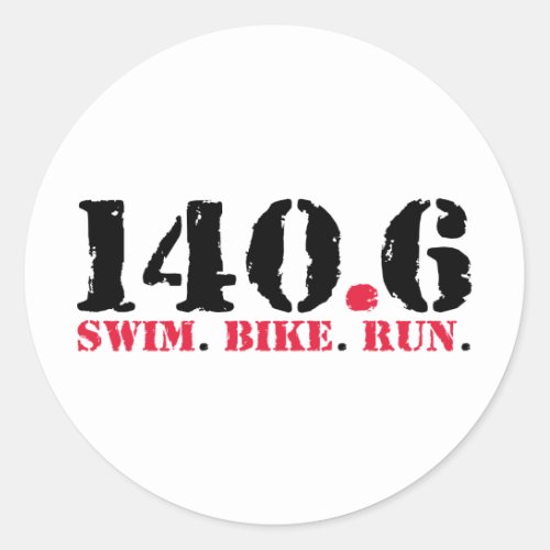 1406 Swim Bike Run Classic Round Sticker