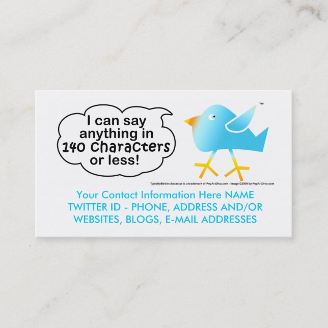 140 Characters Business or Calling Cards (Front)