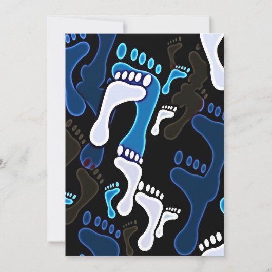 140 GROOVY BLUE BLACK WHITE FOOTSTEPS PATTERN BACK (Front)