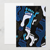 140 GROOVY BLUE BLACK WHITE FOOTSTEPS PATTERN BACK (Front/Back)