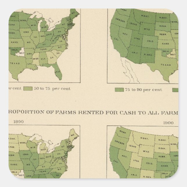 140 Proportion farms owned, rented Square Sticker (Front)