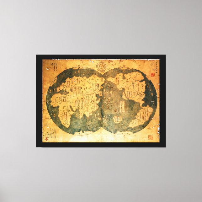 1418 Chinese World Map by Gavin Menzies Canvas Print (Front)