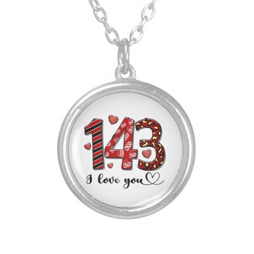 143 I Love You Personalized Valentines Anniversary Silver Plated Necklace