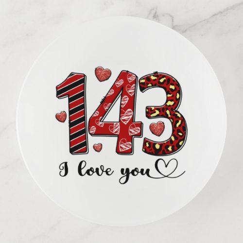 143 I Love You Personalized Valentines Anniversary Trinket Tray