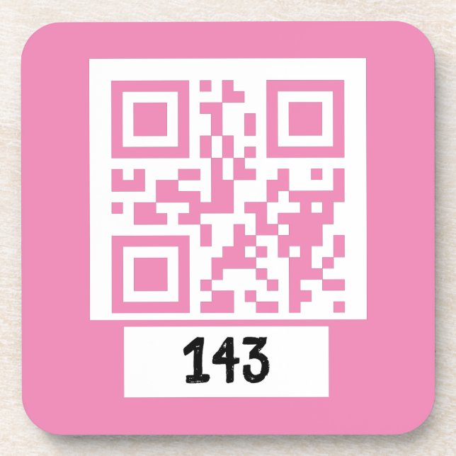 143 secret QR code message, decode it, say it. PNK Beverage Coaster (Front)